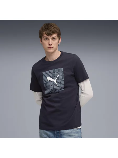 Koszulka o kwadratowym kroju z grafiką PUMA niebieska