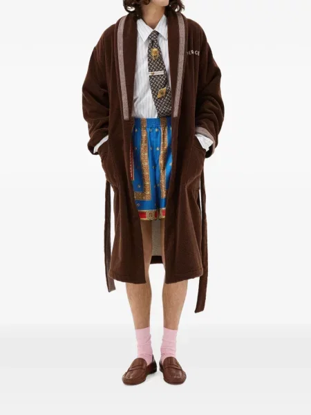 Pantaloni scurți Versace de mătase albastru
