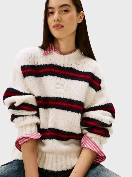 Свитер Tommy Jeans в полоску белый