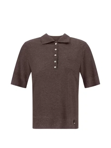 Tricou polo Herno tricotate maro