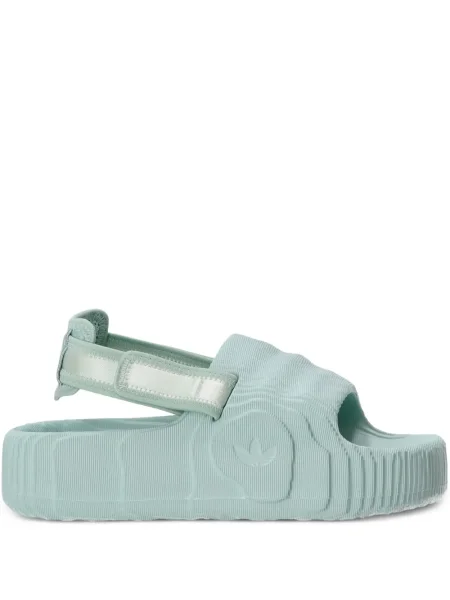 Sneakerși Adidas Adilette cu dungi din piele de căprioară slingback verde