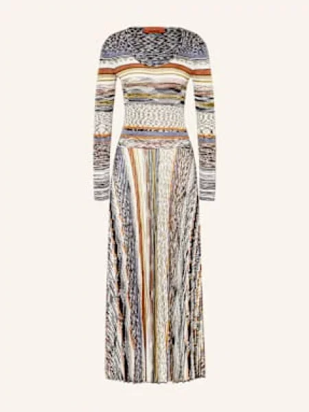 Missoni Sukienka Z Plisami braun szara