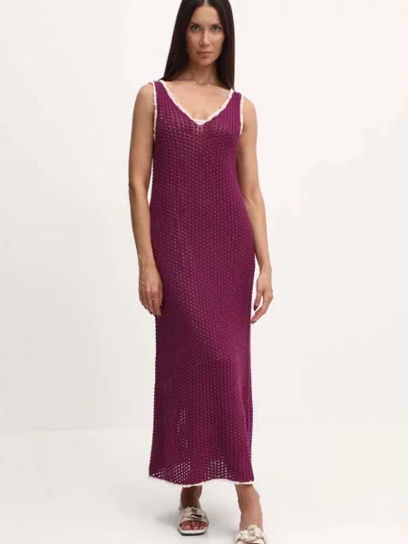 Weekend Max Mara sukienka maxi rozkloszowana fioletowy