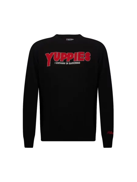 Sweter Mc2 Saint Barth z okrągłym dekoltem elegancki czarny