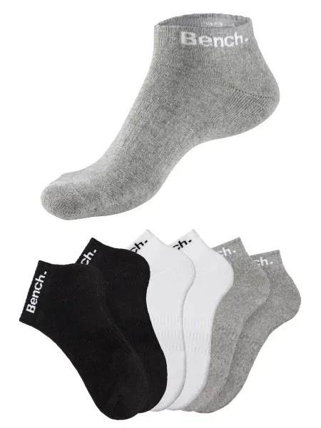 BENCH Športne nogavice pegasto siva / črna bela