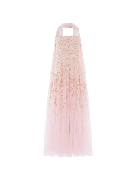 Rochie maxi Needle & Thread cu model floral roz
