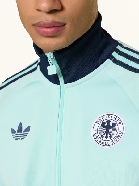 Adidas Tréninková Bunda Deutschland Originals tyrkysová modrá