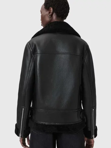AllSaints geacă de piele SOLA negru