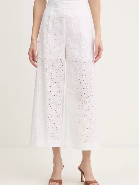Twinset pantaloni de alb