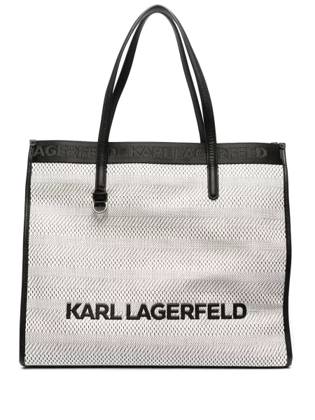 Кожена кожена чанта Karl Lagerfeld K/Skuare бяло
