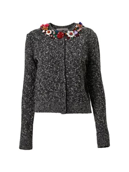 Cardigan Carolina Herrera cu broderie cu model floral negru