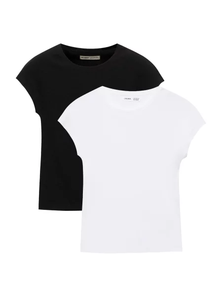Pull&Bear Tricou negru alb