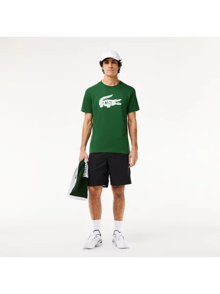 Lacoste Koszulka Sport O Regularnym Kroju Z Nadrukowanym Dekoltem zielony