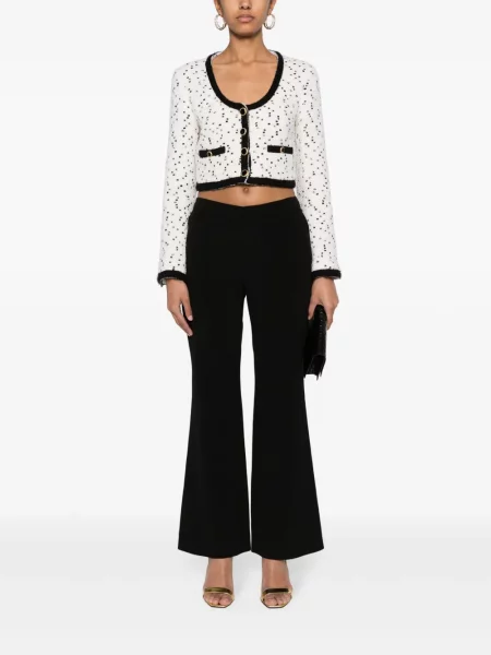 Krepové zvonové kalhoty Balmain černé