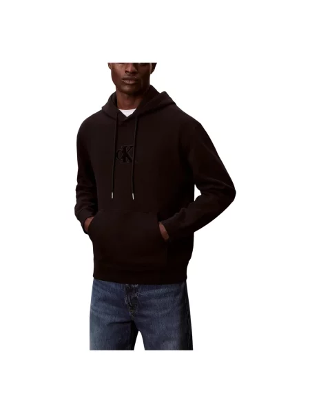 Bluza z kapturem Calvin Klein Jeans polarowa z kapturem czarna