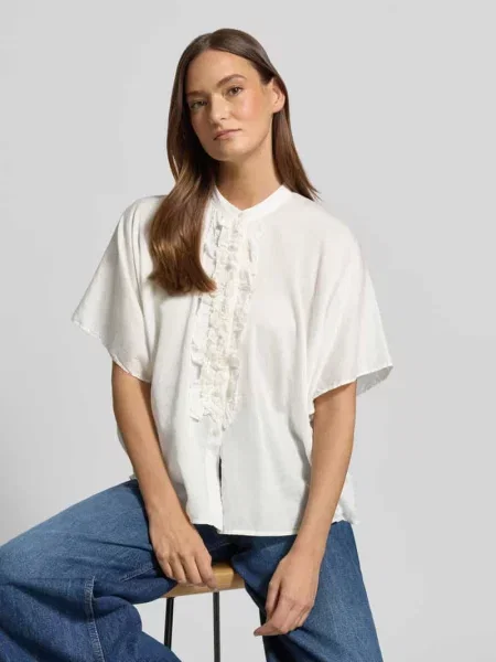 Bluzka o luźnym kroju z falbanami Model DAISY' 0039 Italy biała