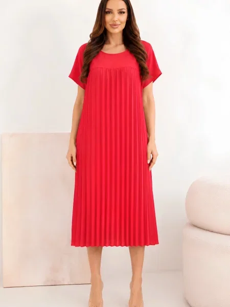 Rochie mini Kesi Włoski cu mâneci scurte roșu