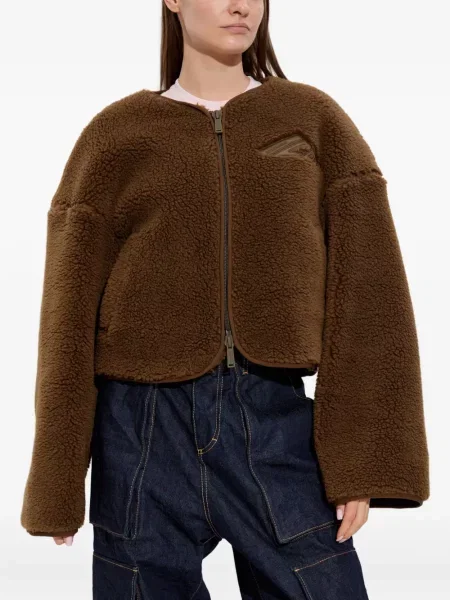 Geacă Dsquared2 cu broderie din fleece maro