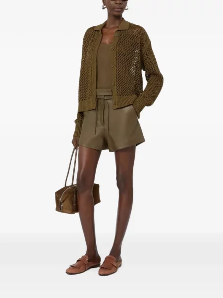 Pantaloni scurți Max Mara din piele verde