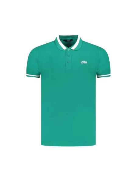 Koszulka polo Cavalli Class klasyczna z kołnierzem zielona