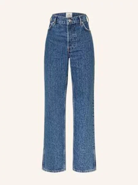 Anine Bing Džíny Roy washed blue clean indigo denim modré