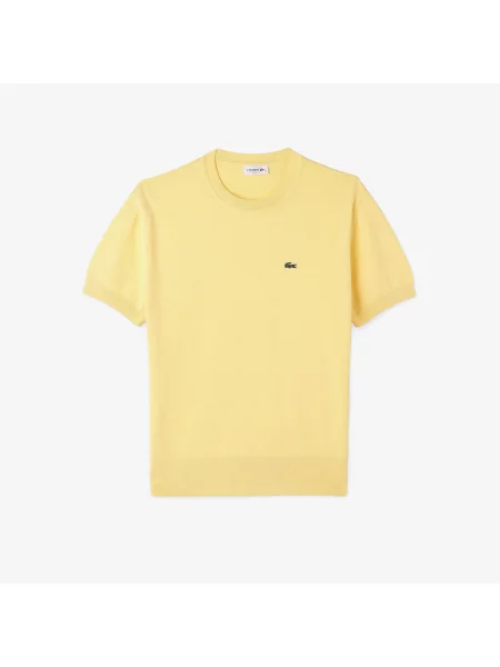 Lacoste Bluzka Z Okrągłym Dekoltem Z Krótkim Rękawem Relaxed Fit żółta