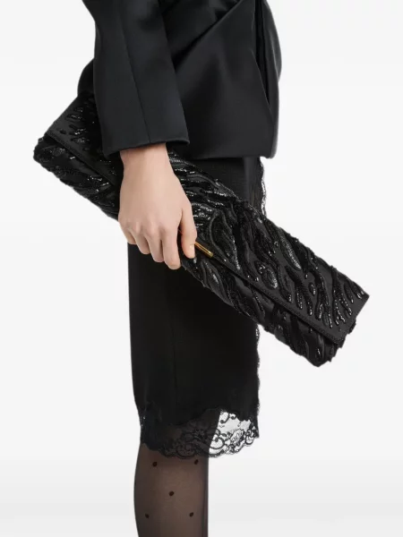 Σατέν μακρύς clutch Balmain μαύρο
