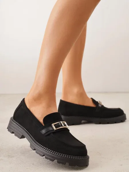 Mocasini Glitterfly negri