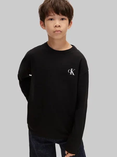Calvin Klein Jeans majica dugih rukava za djecu od pamuka crna