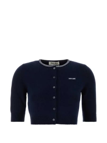 Cardigan Miu Miu cu autograf albastru