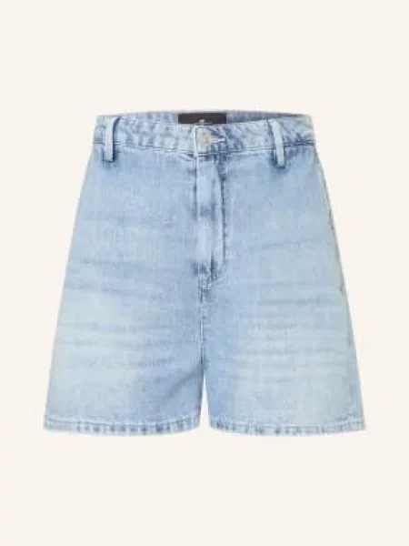7 For All Mankind Szorty Jeansowe Z Lnem blau niebieskie