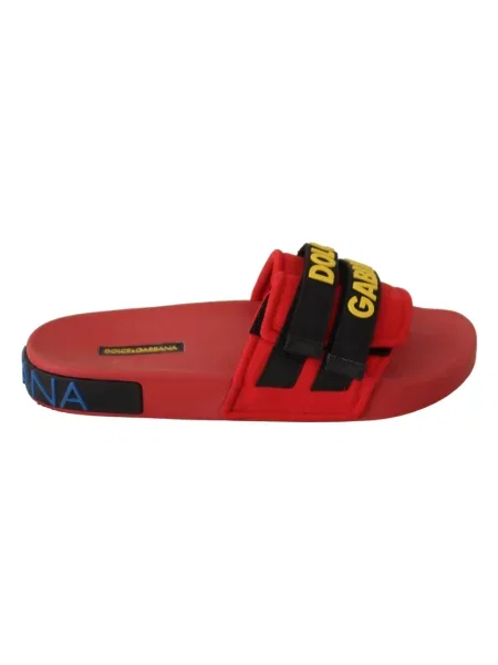 Klapki Dolce And Gabbana skórzane czerwone