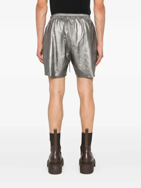 Pantaloni scurți Rick Owens din piele gri