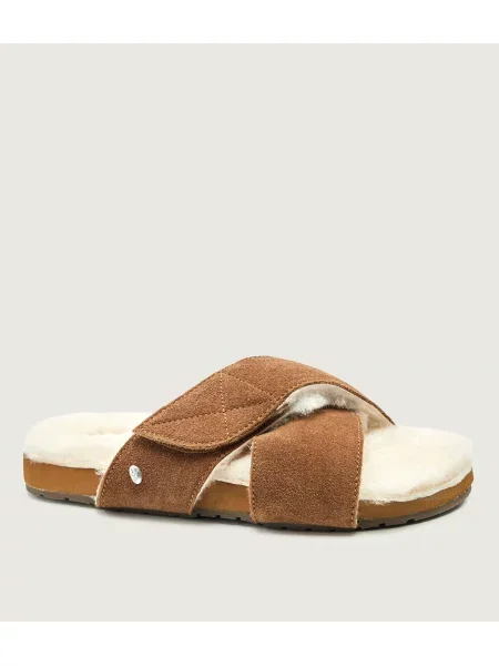 EMU Australia Șlapi Casey Comfort cu adaos de lână | piele întoarsă maro