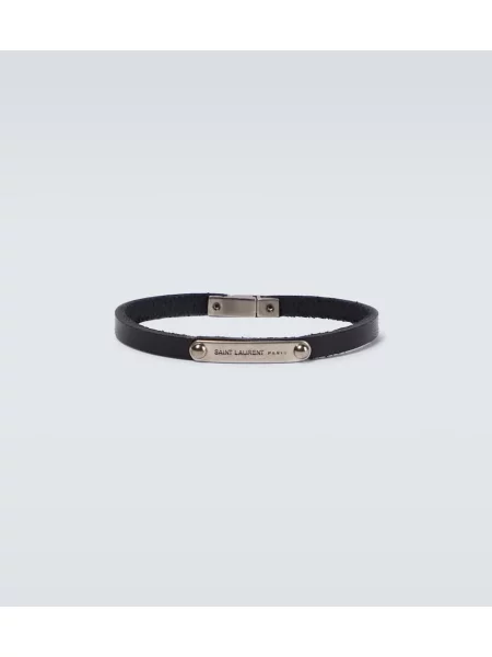 Кожена гривна Saint Laurent черно