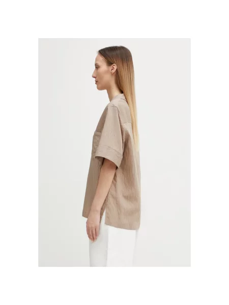 Maison Kitsuné koszula z modalem beżowa