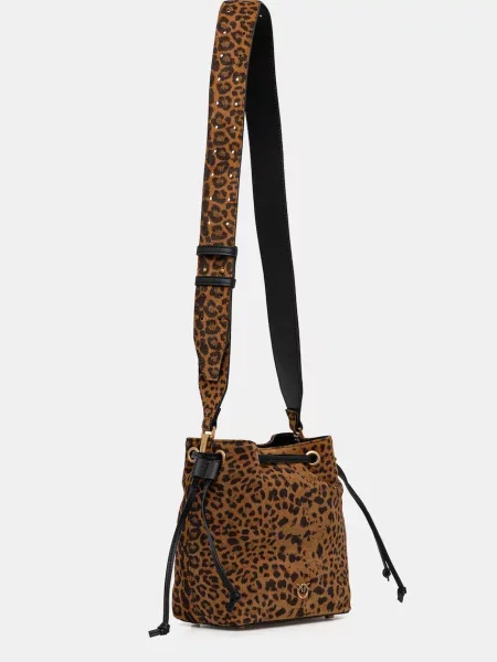 Pinko Geantă tip sac SECCHIELLO MINI | piele întoarsă maro