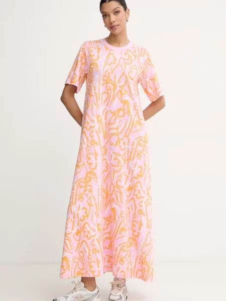 Marimekko sukienka z bawełną różowa