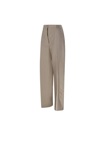 Sportmax spodnie z dodatkiem wełny SALVO dzwony high waist beżowy