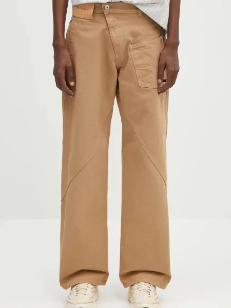 JW Anderson spodnie Twisted Workwear szerokie high waist beżowy