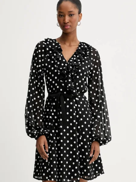 Šaty Rotate Chiffon Ruffle Mini čierna