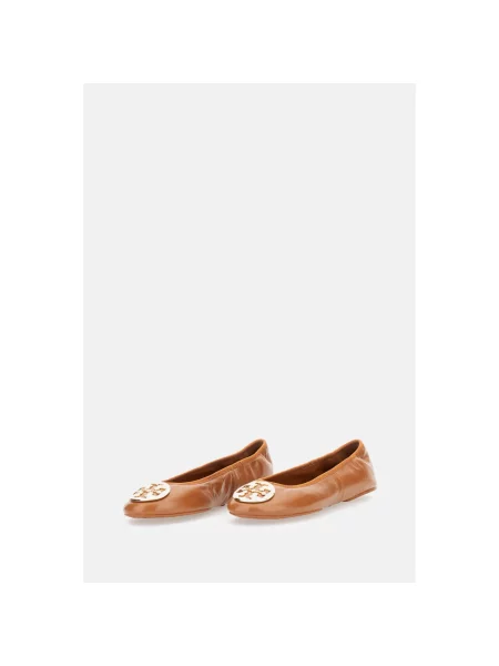 Balerinki Tory Burch skórzane brązowe