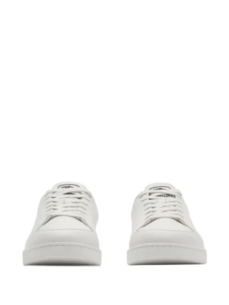 Bőr kockás sneaker Burberry fehér