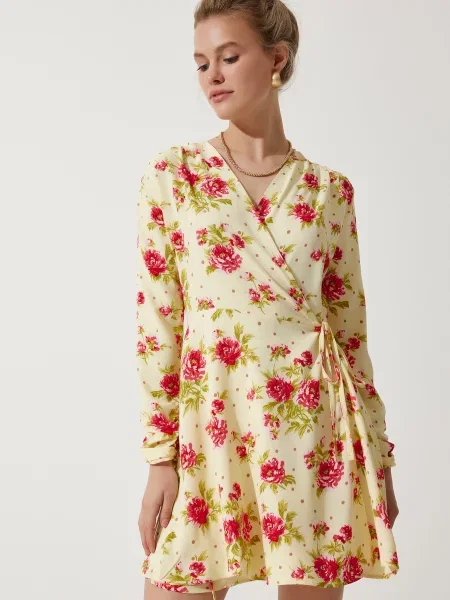 Happiness İstanbul Rochie galben deschis / verde kiwi / roz roșu