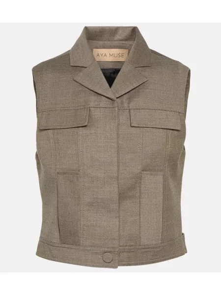 Top Aya Muse wełniany o krotszym kroju szary