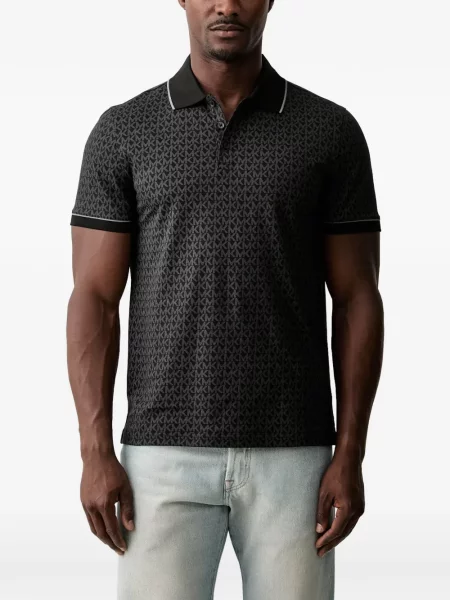 Tricou polo Michael Kors din jerseu cu autograf negru