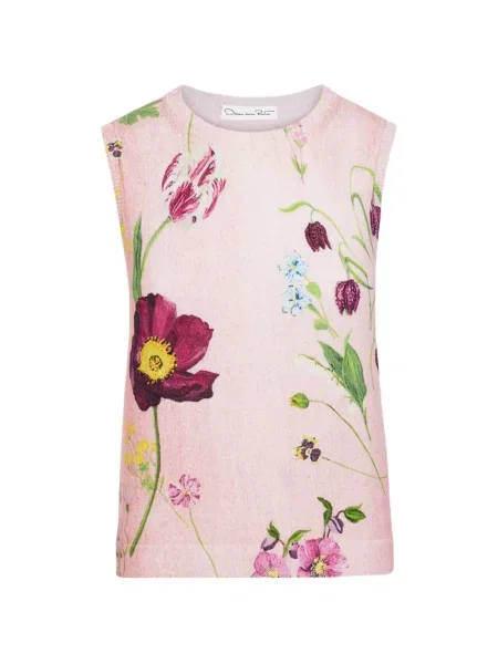 Pulover Oscar De La Renta fără mâneci cu imagine roz