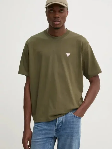 Koszulka Guess Jeans z logo zielona