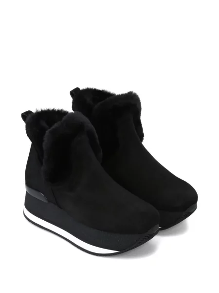 Blană botine Hogan cu platformă negru