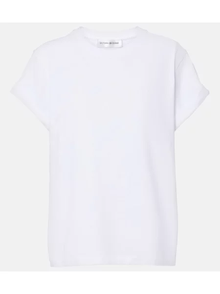 Tricou Victoria Beckham din jerseu alb